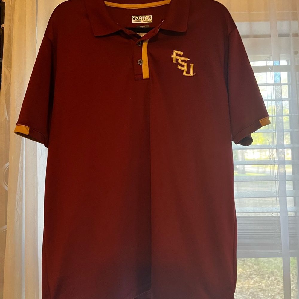 FSU Men's Maroon Polo Shirt with Gold Trim